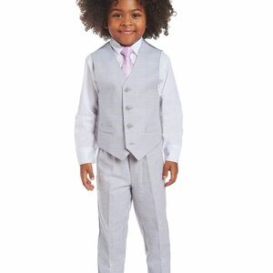 New Nautica Boys 4-PC Windowpane Vest Set Formal Dressy Wedding Church Sz 7